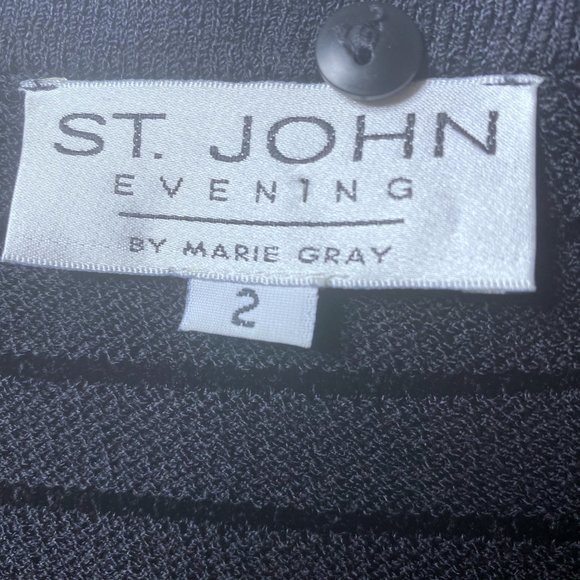 St. John Evening Womens Sz 2 Black Sequin Bling Cardigan Sweater Rhinestone Knit - Picture 2 of 11